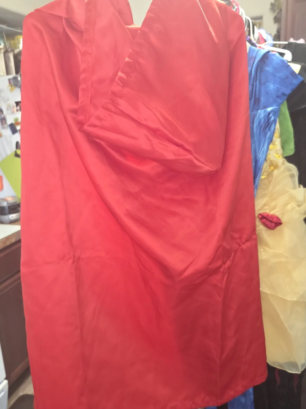 Red satin hooded cape small child #costume #party #festival